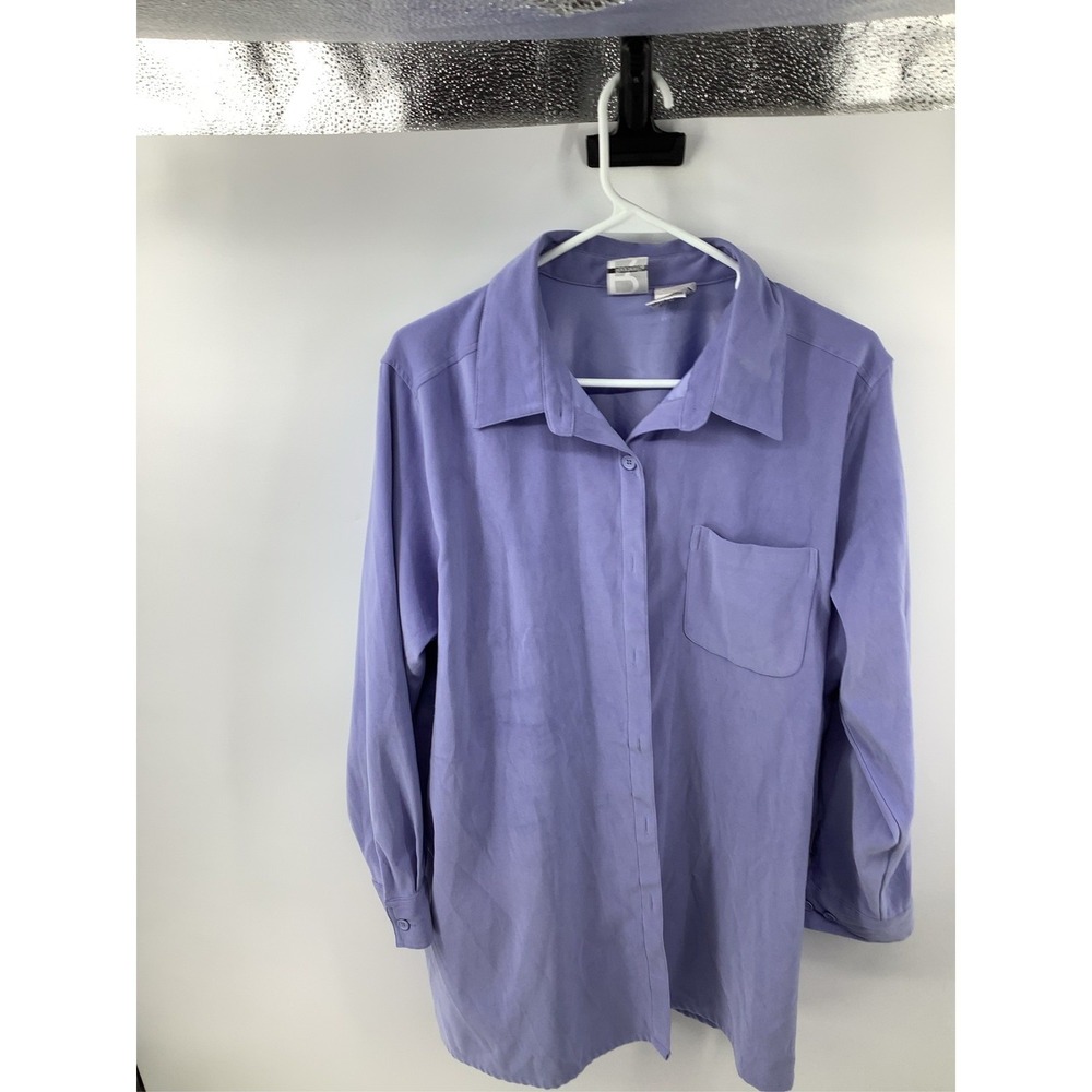 Koret Womens Large Periwinkle Purple Long Sleeve Button Down Blouse RN 88842